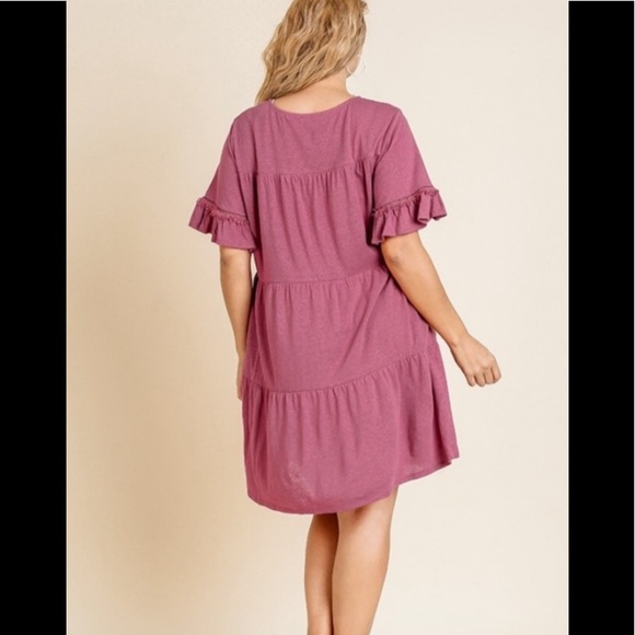 BOUTIQUE UMGEE BERRY RUFFLE TIER DRESS - Picture 5 of 7